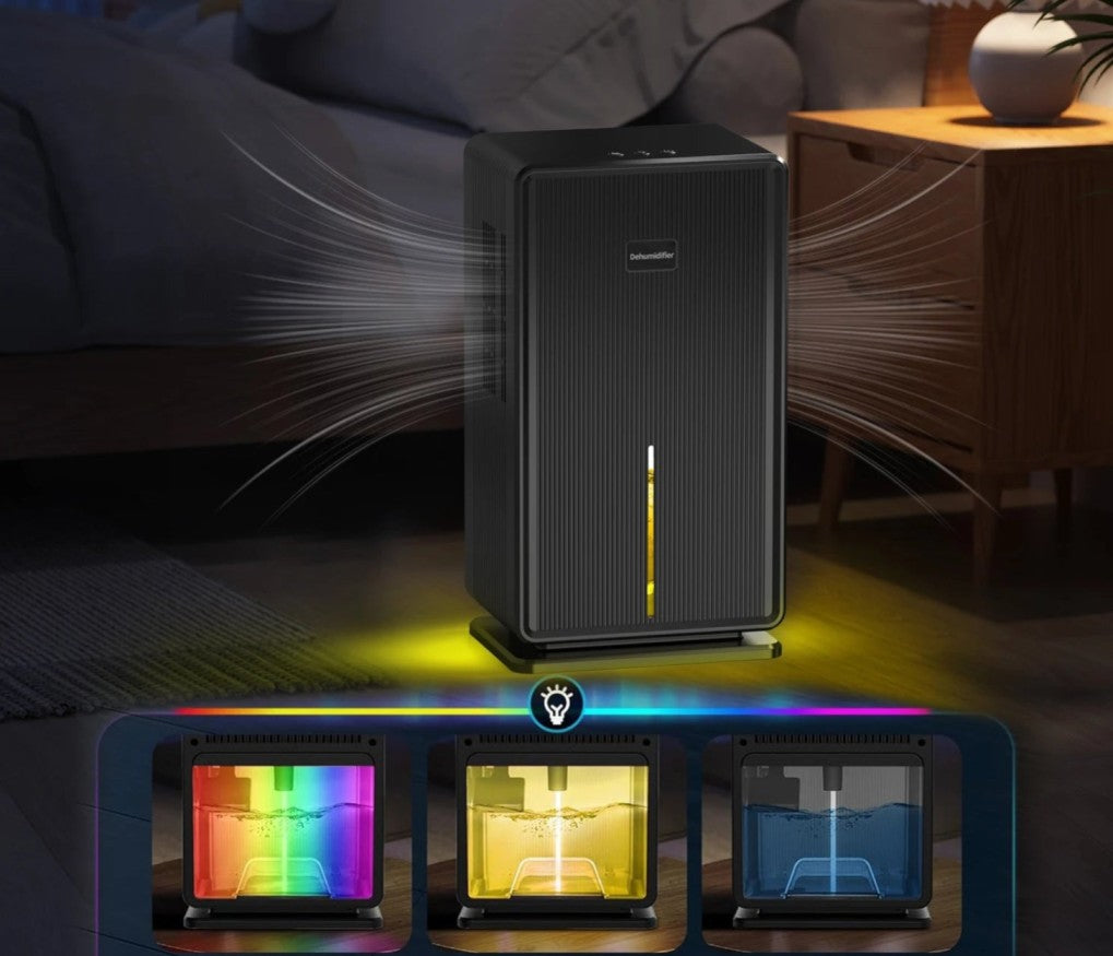 Déshumidificateur d’Air Électrique – Réservoir 3L, Mode Nuit Silencieux