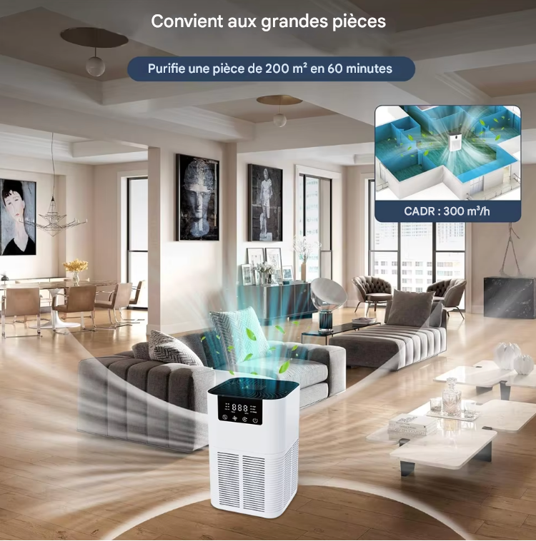 Purificateur d’air et déshumidificateur compact 2-en-1 Silencieux – Idéal Chambre & Bureau
