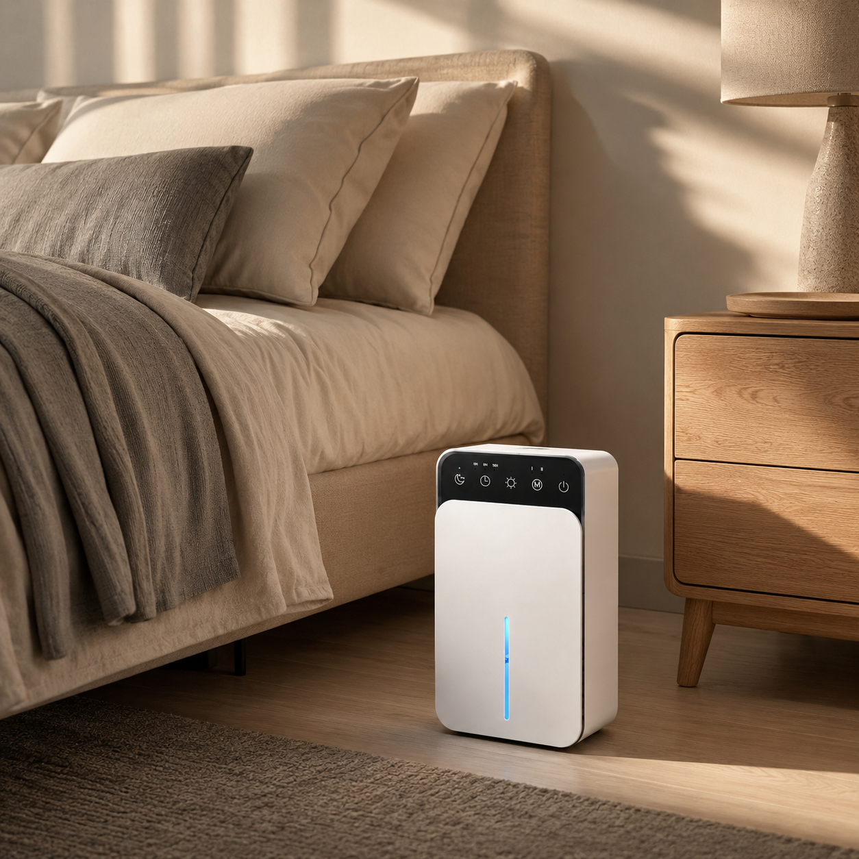 Déshumidificateur d’Air Intelligent – 1,5L, Silencieux & Anti-Moisissures