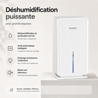 Déshumidificateur d’Air Électrique – Réservoir 3L, Mode Nuit Silencieux