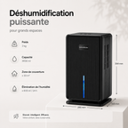 Déshumidificateur d’Air Électrique – Réservoir 3L, Mode Nuit Silencieux