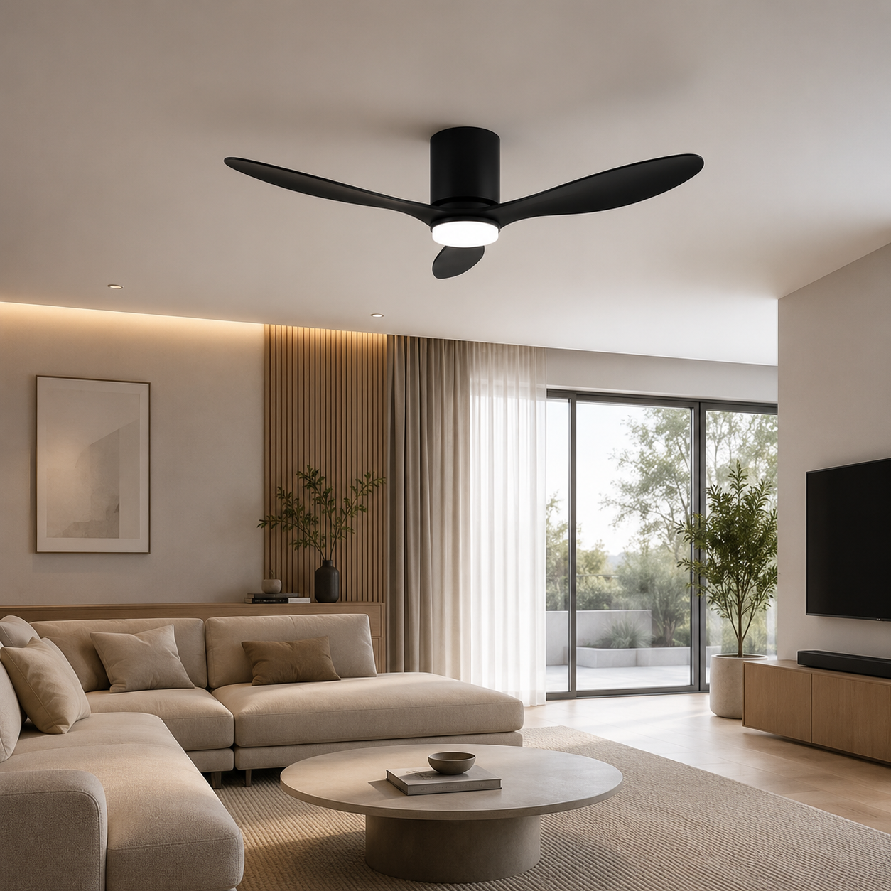 Ventilateur de plafond Noir avec lumière, moteur DC silencieux et économe en énergie, 3 couleurs modifiables, 6 vitesses réglables, pour chambre et salon (Copie)