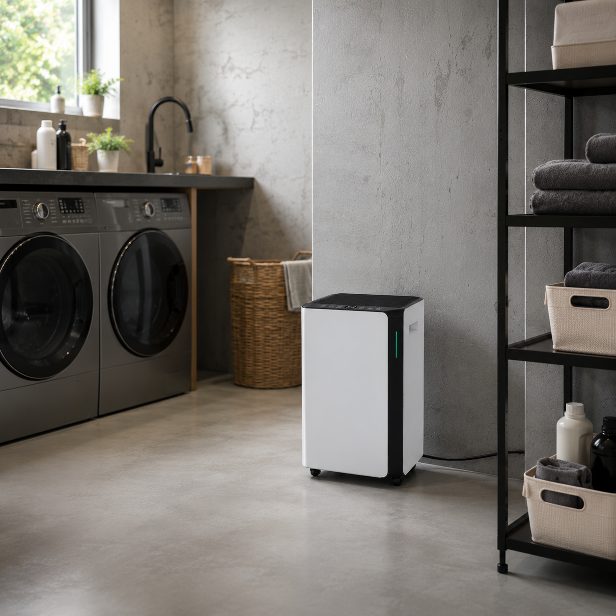 Déshumidificateur 20L WiFi Purair - roulettes et poignée de transport