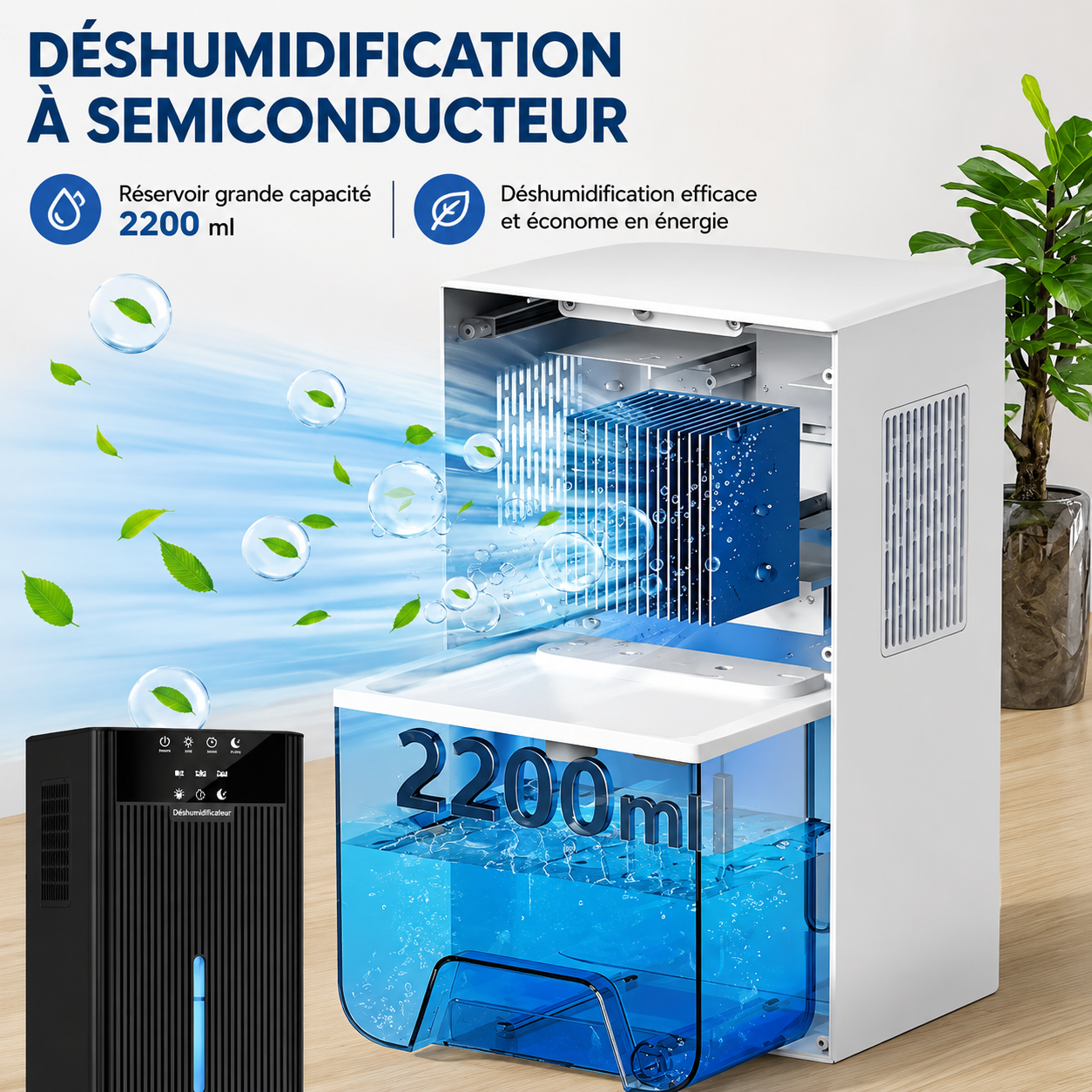 Déshumidificateur d’Air Compact – Anti-Humidité & Silencieux