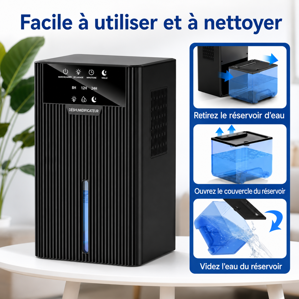 Déshumidificateur d’Air Compact – Anti-Humidité & Silencieux