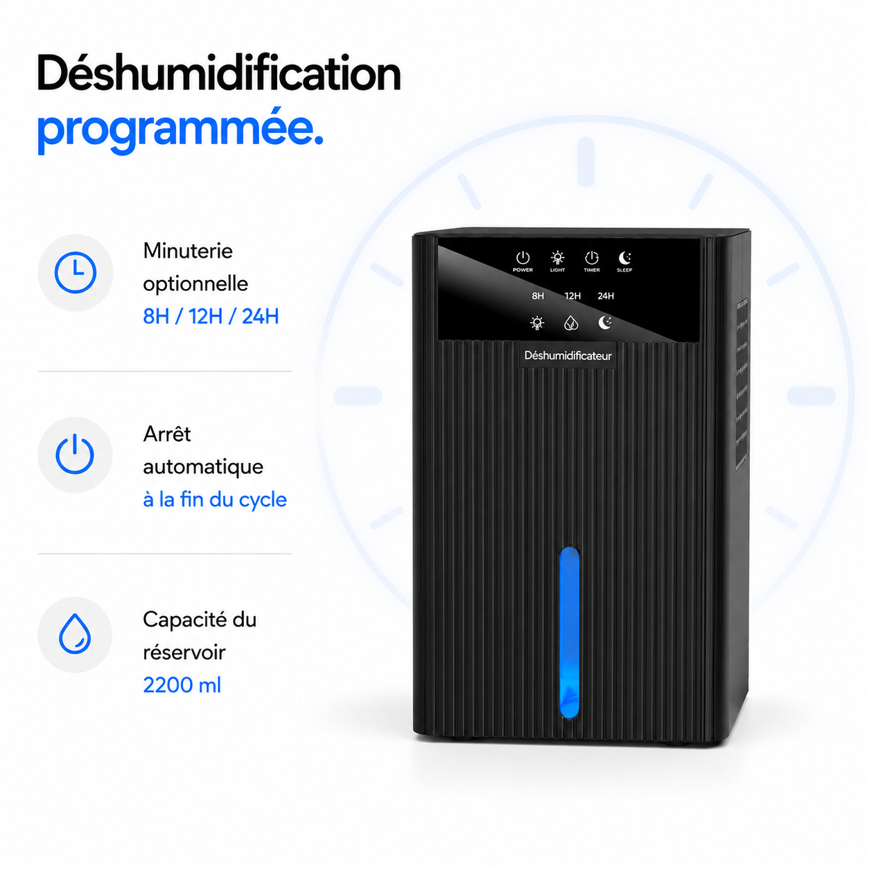 Déshumidificateur d’Air Compact – Anti-Humidité & Silencieux