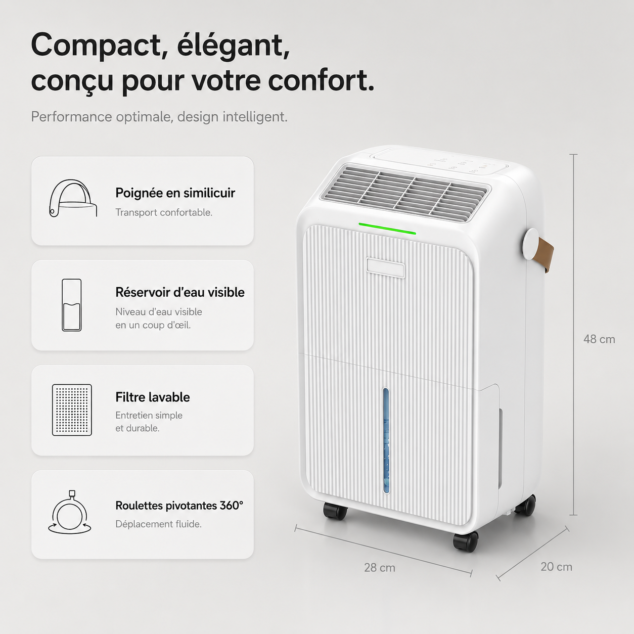 Déshumidificateur d’Air Électrique – Réservoir 3,3L