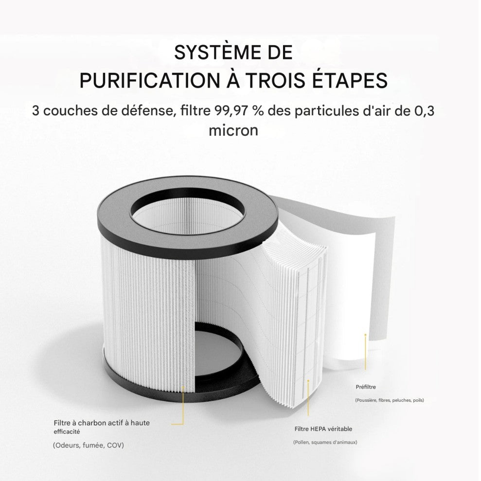 Purificateur d’air électrique 40 m² pour chambre, salon & bureau